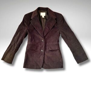 H&M Women's Equestrian Cotton Corduroy Blazer in Deep Chocolate Brown XS